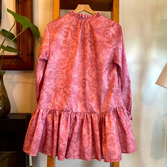 SZ S - Laura Ashley & Urban Outfitters Pink Anna Tie Neck Dress! - Picture 11 of 11